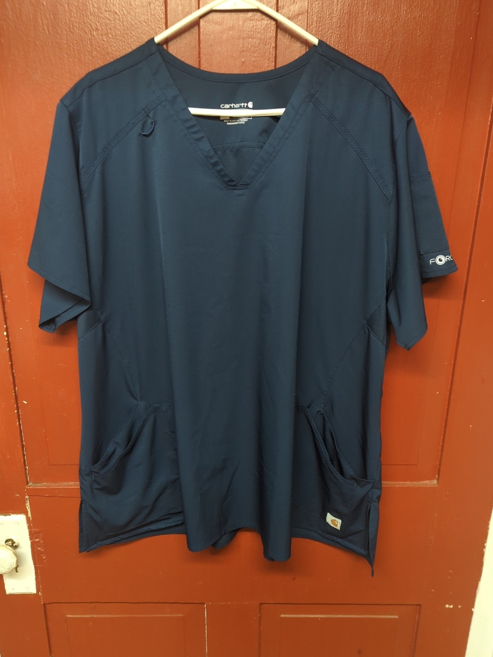 Force1 Men's Navy Short Sleeve V-Neck Scrub Top
